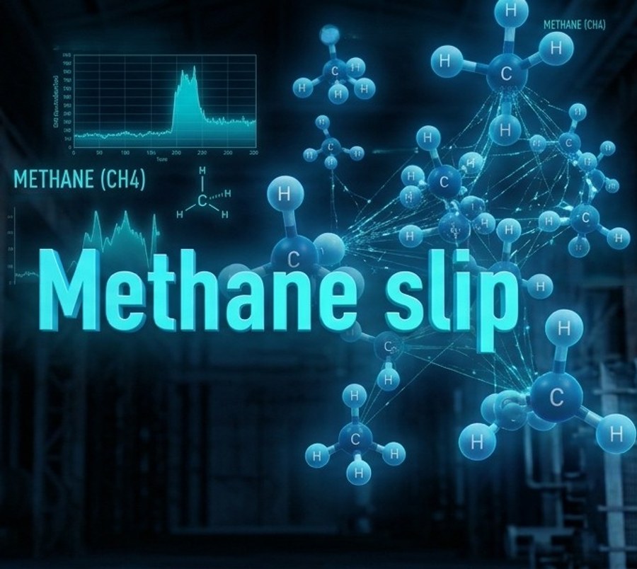 Methane molecules in the exhaust, with measured concentration curves
