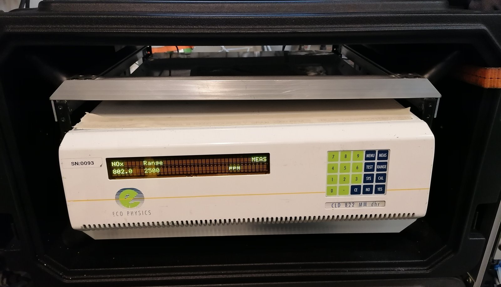 NOx analyzer in its transport case with laptop